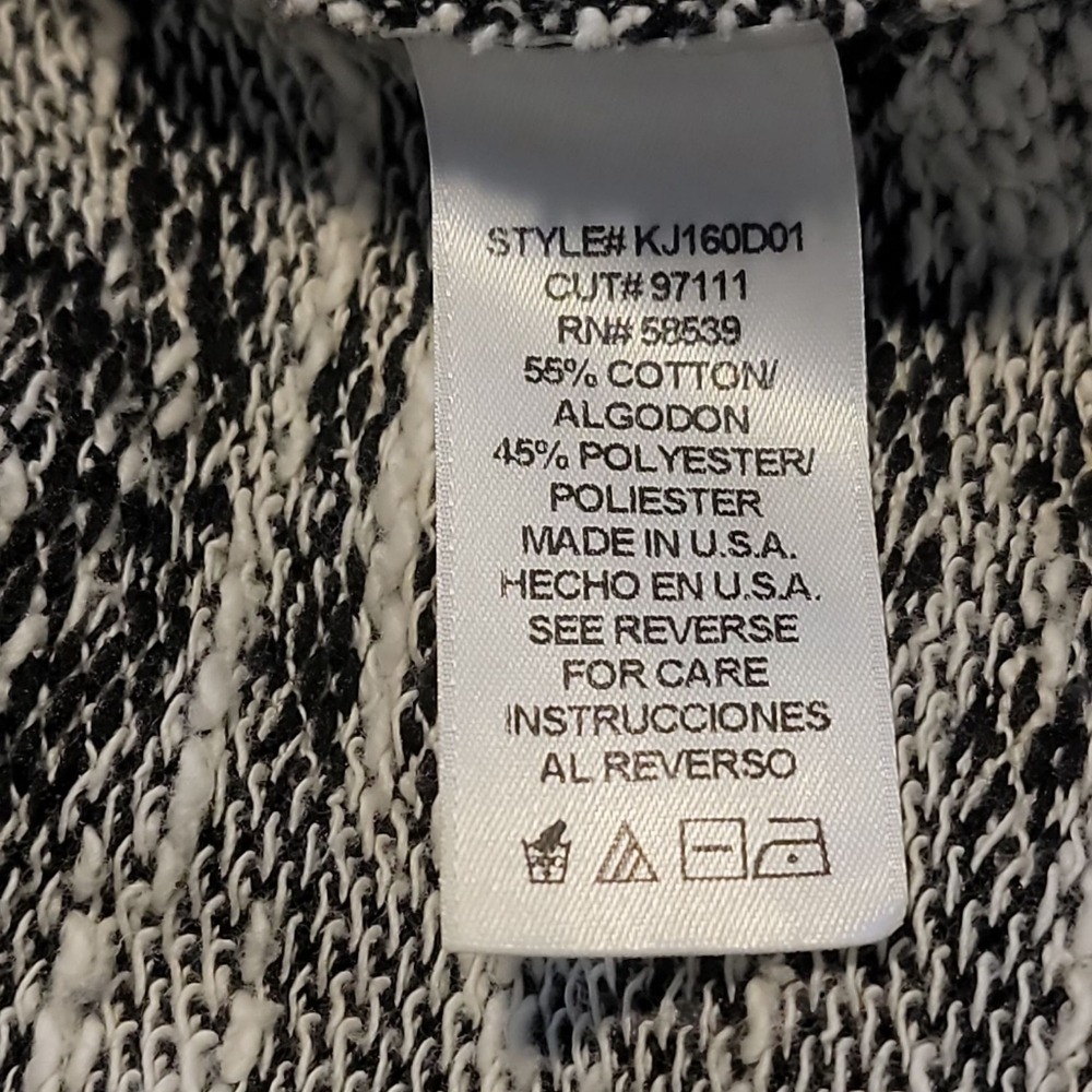 Kut From The Kloth Waterfall Cardigan Large Black White Floral Snowflake Pattern - Picture 5 of 9
